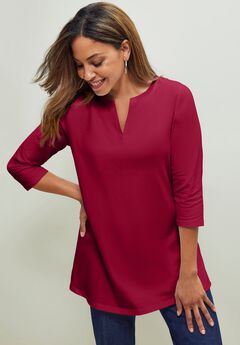 Stretch Cotton Notch Neck Tunic