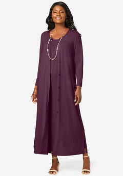 2-Piece Stretch Knit Duster Set