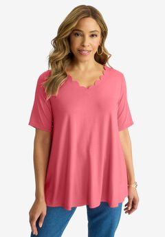 Scalloped V-Neck Tunic