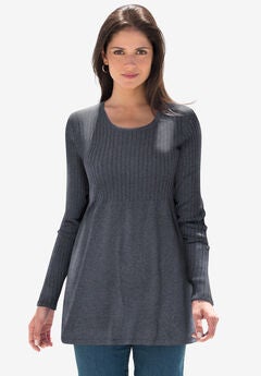 Ribbed Baby Doll Tunic Sweater