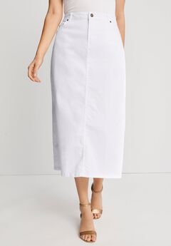 True Fit Stretch Denim Midi Skirt
