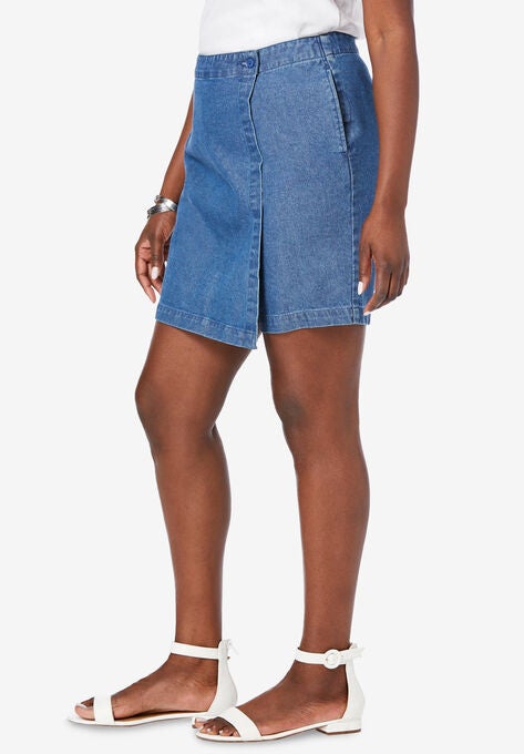 Classic Denim Cotton Skort, , alternate image number null