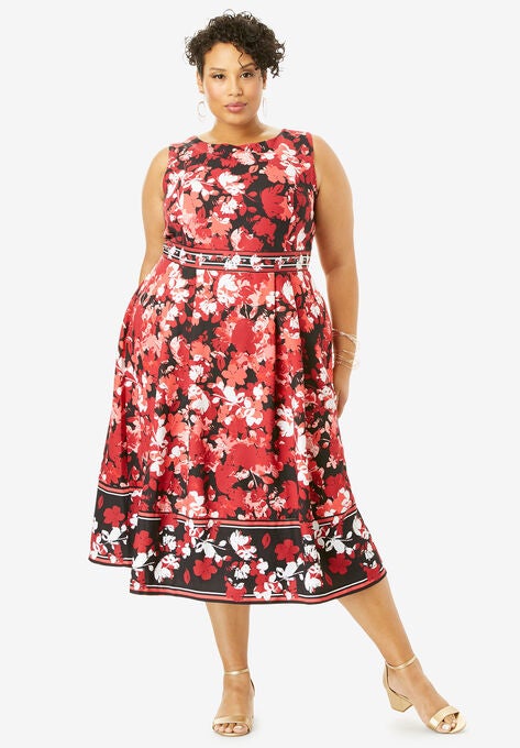 Fit Flare Fashion Dress Plus Size Casual Dresses Woman Within
