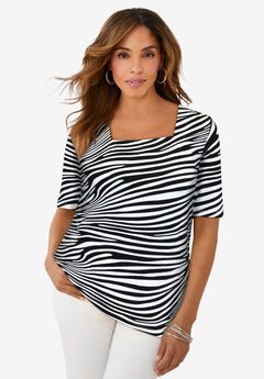 Stretch Cotton Square Neck Tee