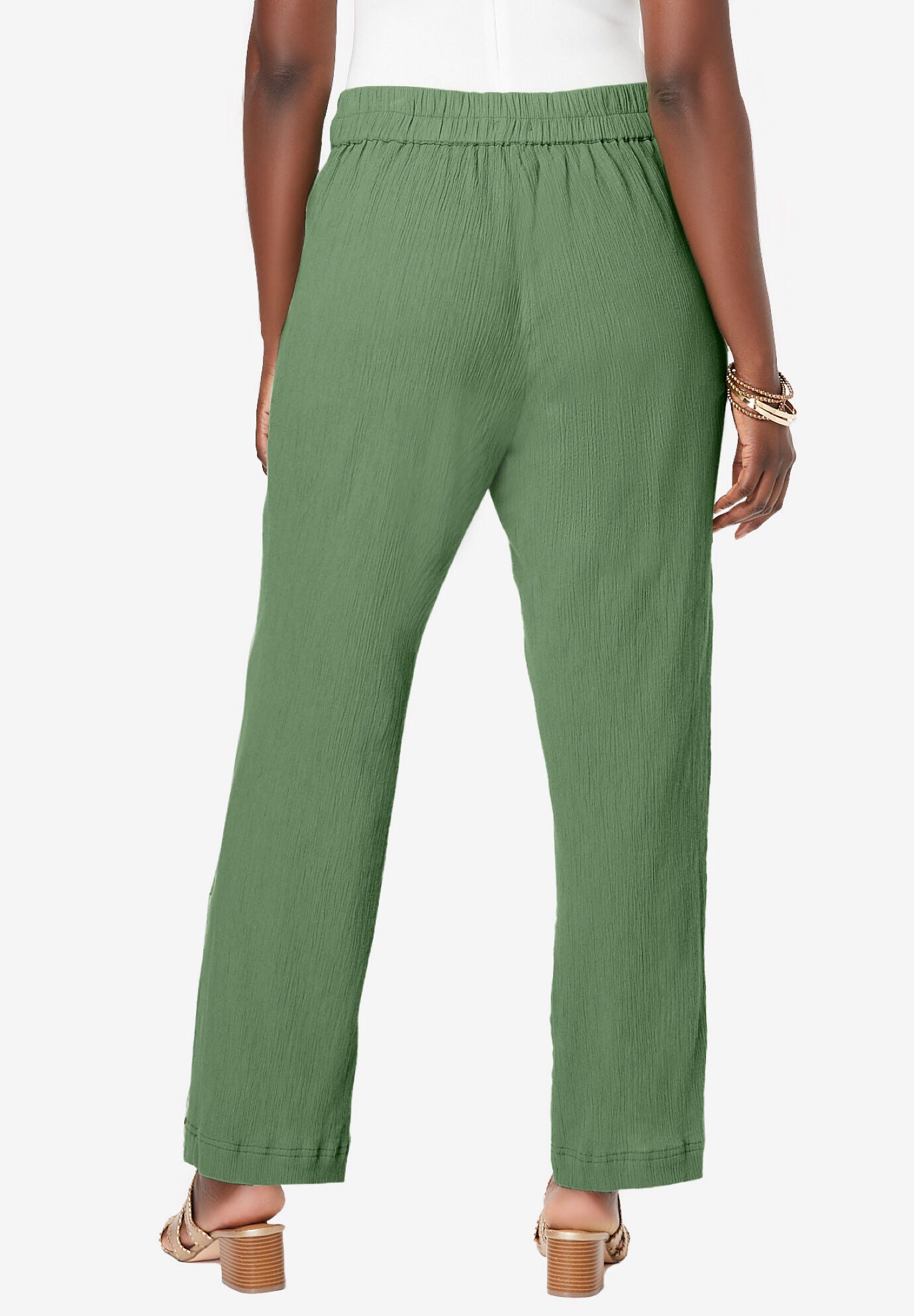 Gauze Wide-Leg Pants With Guipure Trim