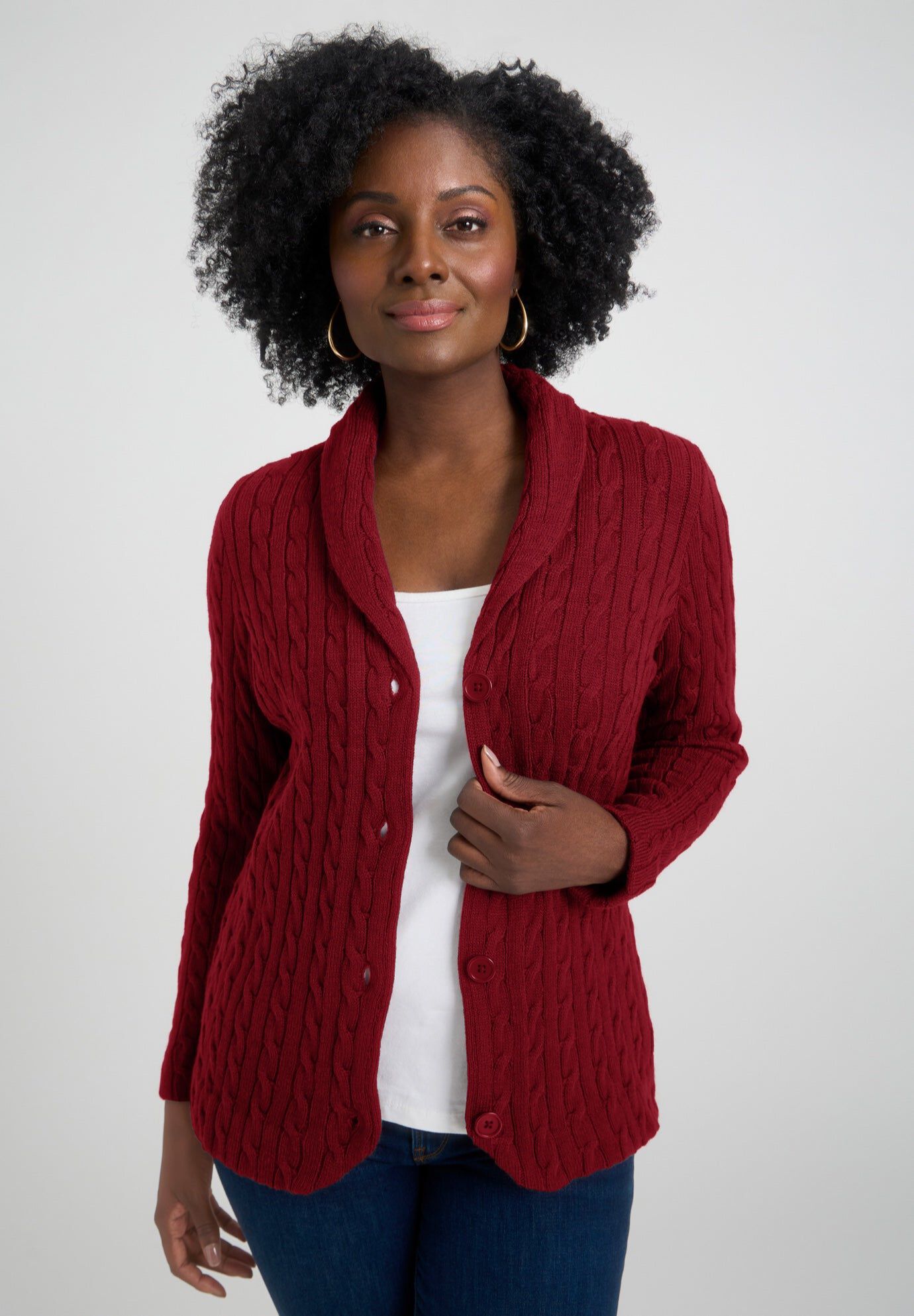Waffle Knit Open Front Cardigan - All Sizes, Black | Woman Within
