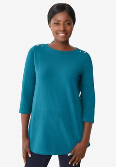 Stretch Cotton Boatneck Tunic