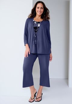 Everyday Stretch Knit Wide Leg Crop Pant