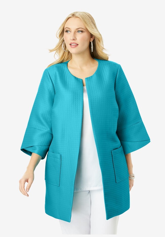 Tulip Sleeve Jacket, DEEP TURQUOISE, hi-res image number null