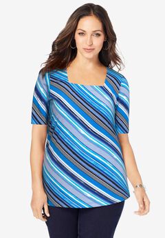 Stretch Cotton Square Neck Tee