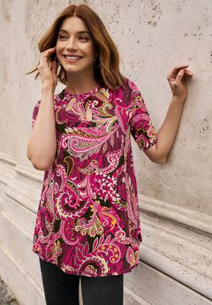 Stretch Knit Cutout Swing Tunic