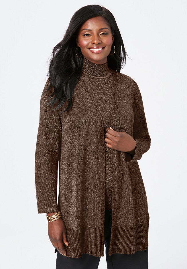 Shimmer Cardigan Sweater, CHOCOLATE SHIMMER, hi-res image number 0