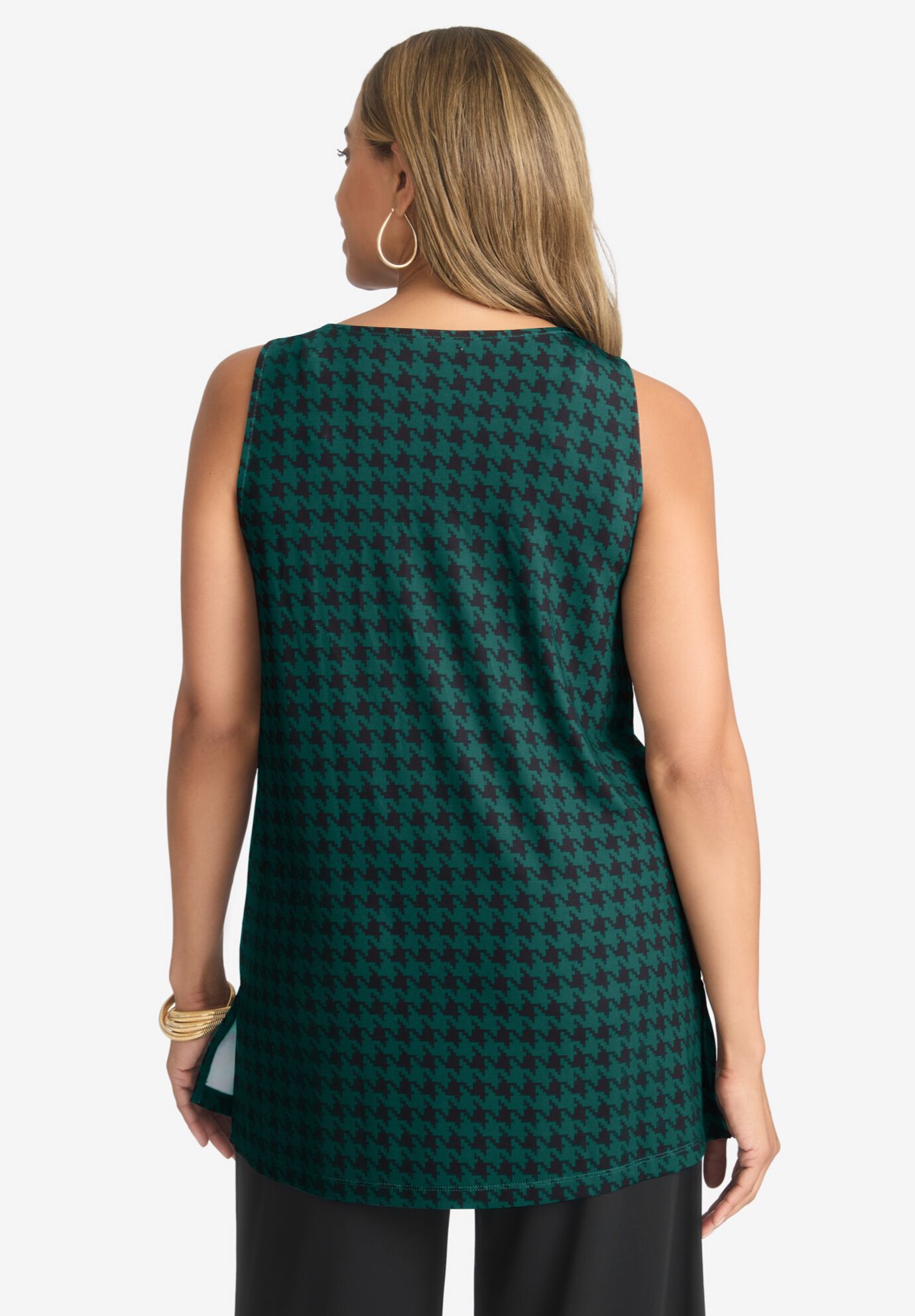 Stretch Knit Tunic Tank, METALLIC PAISLEY, on-hover image number 1