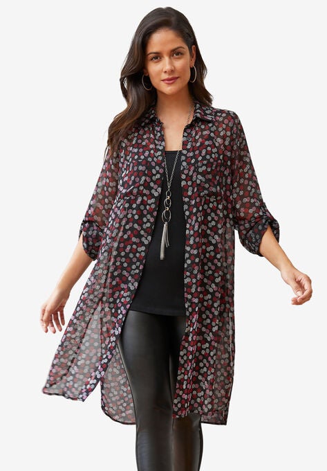 Sheer Mega Tunic, CLASSIC RED SKETCH DOT, hi-res image number null
