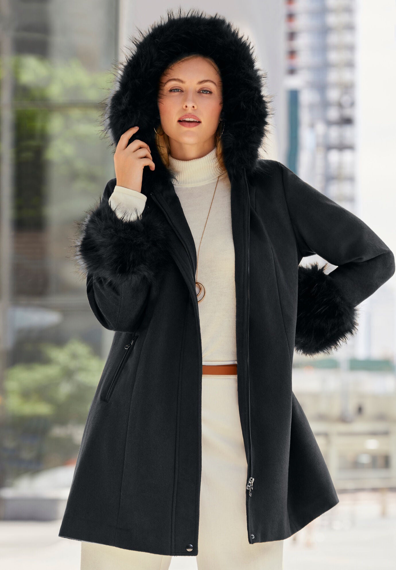 Faux fur trim anorak sale