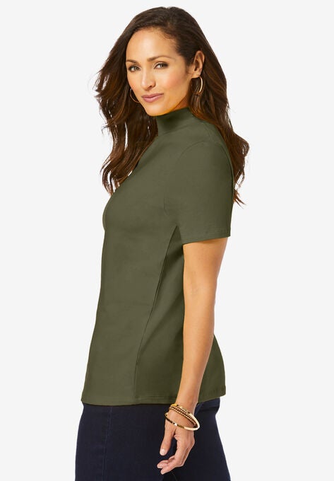 Short Sleeve Mock Neck, , alternate image number null