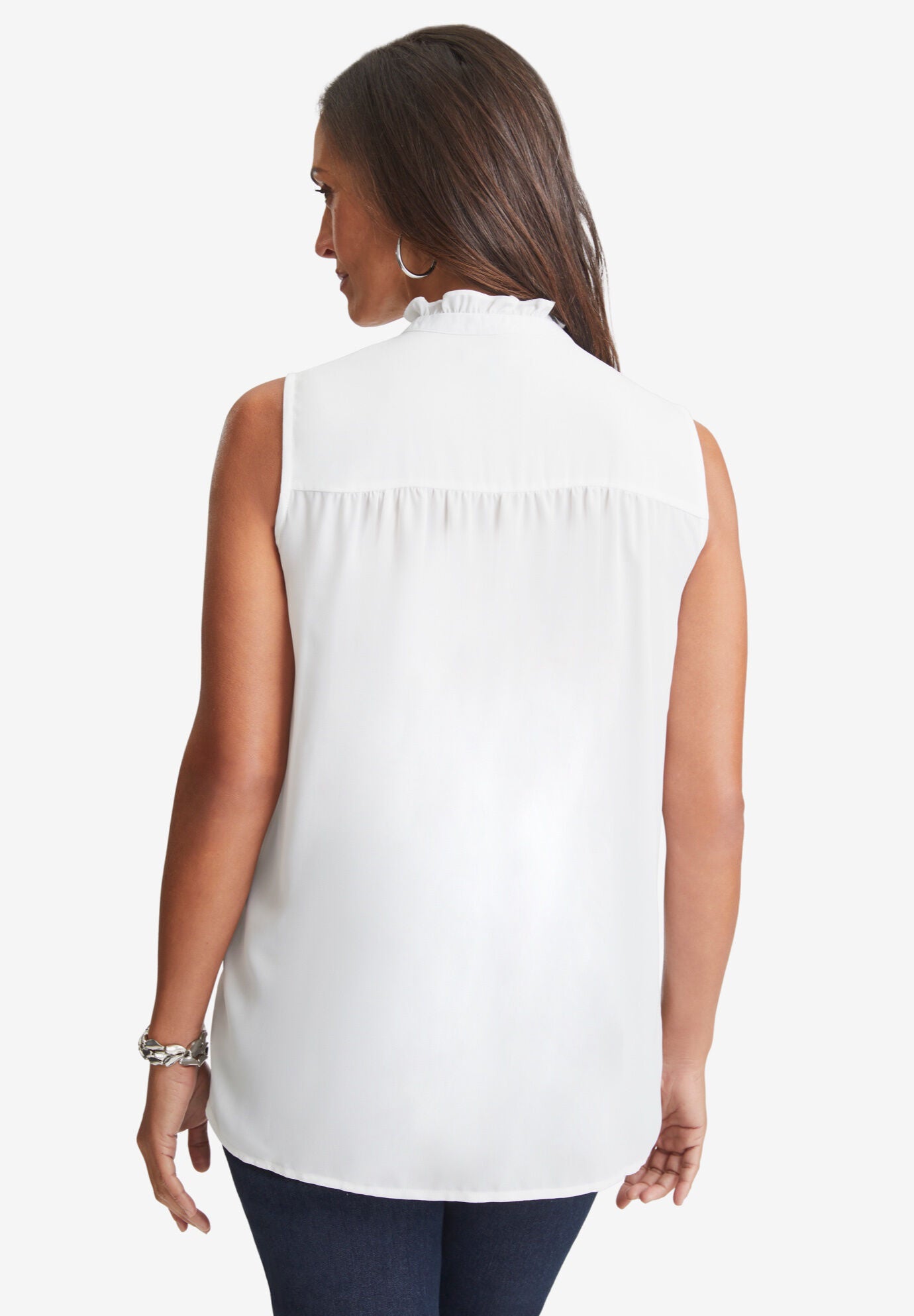 Sleeveless Button-Front Blouse, , on-hover image number 1