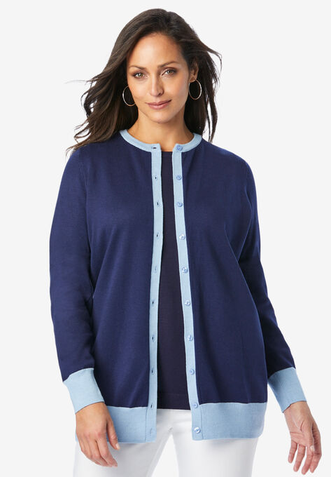 Long-Sleeve Pointelle Cardigan | Woman Within