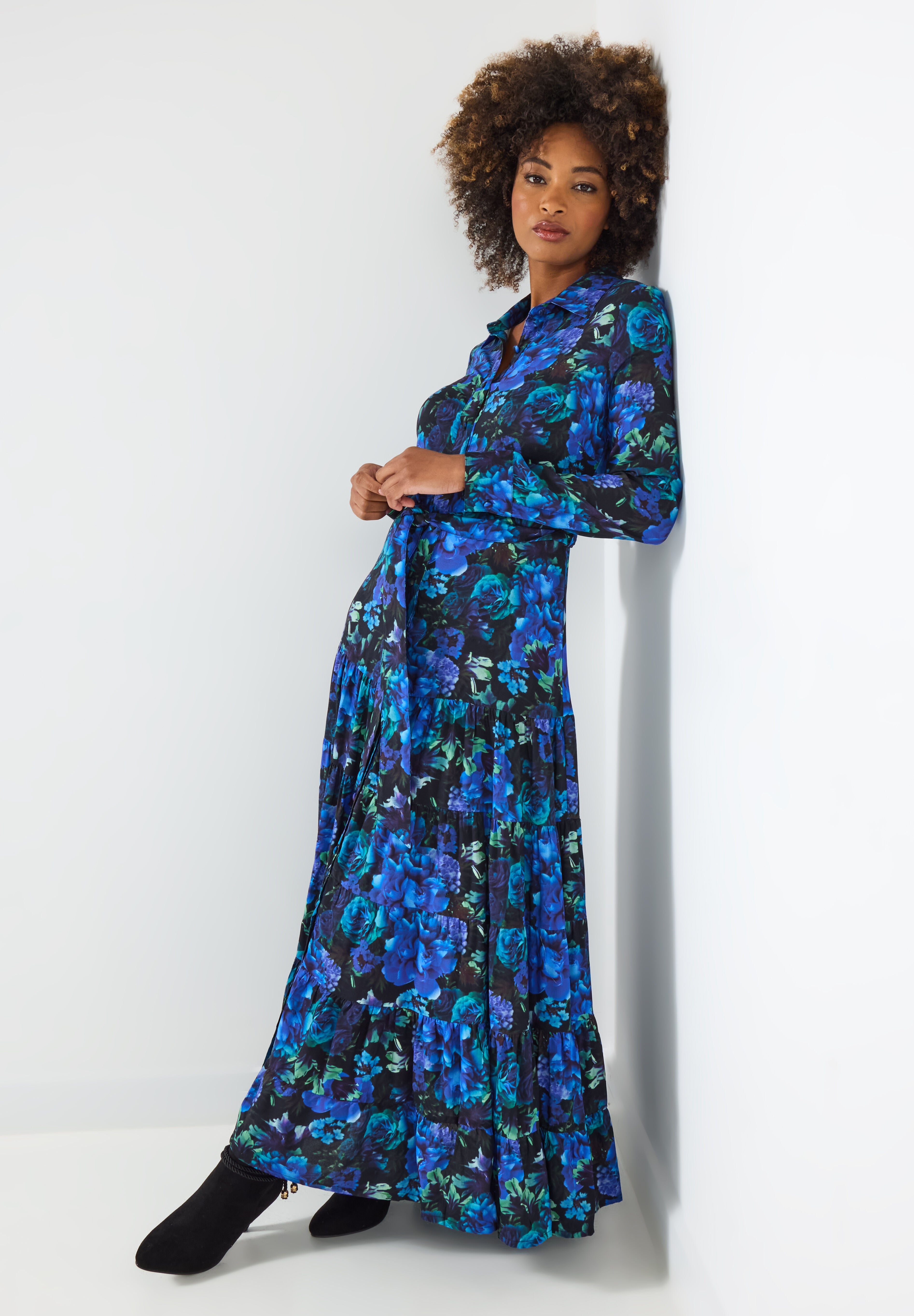 Garden Maxi Shirtdress, SAPPHIRE POPPY FLORAL, alternate image number 5