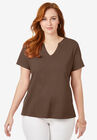 Short Sleeve Notch Neck Tee, FRENCH TOAST, hi-res image number null