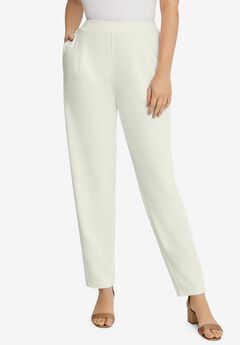 Stretch Knit Crepe Straight Leg Pants