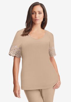 Eyelet Scoop-Neck Tee