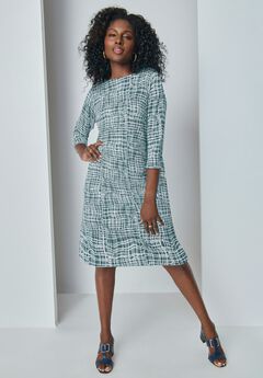Stretch Cotton Boatneck Shift Dress