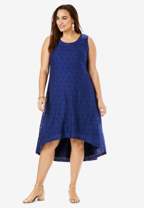 High Low Lace Tank Dress Plus Size Casual Dresses Woman Within