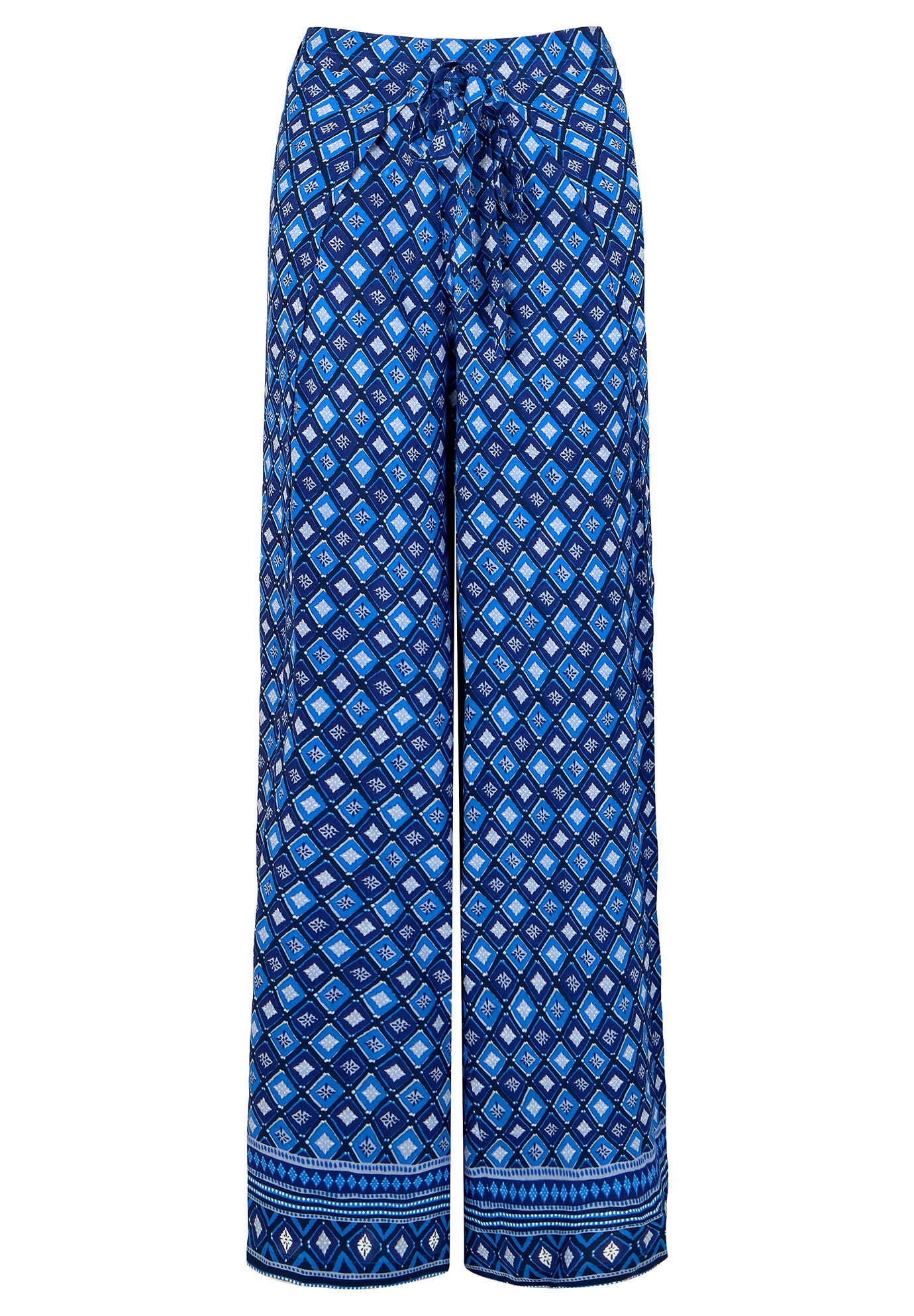Wide Leg Tie-Front Pants, BLUE GEO MEDALLION, alternate image number 4