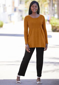 Ribbed Baby Doll Tunic Sweater