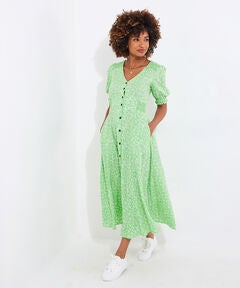 Puff Sleeve Midi Dress