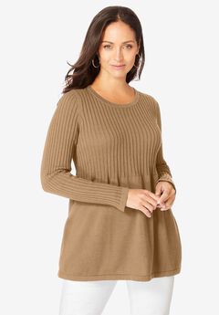 Ribbed Baby Doll Tunic Sweater