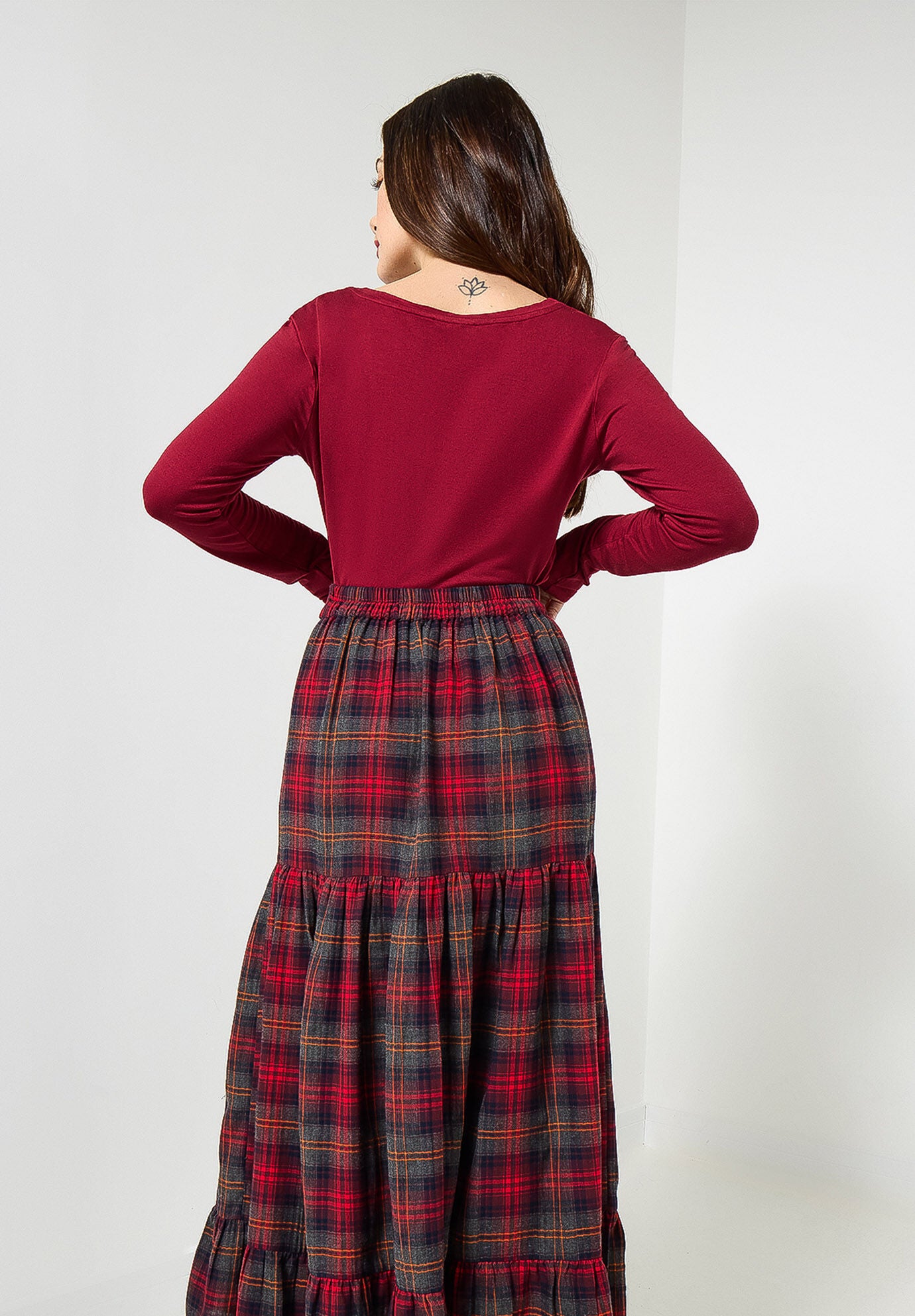 Stretch Knit V-Neck Tee, OXBLOOD, on-hover image number 1