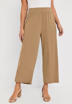 Stretch Knit Wide Leg Crop Pant