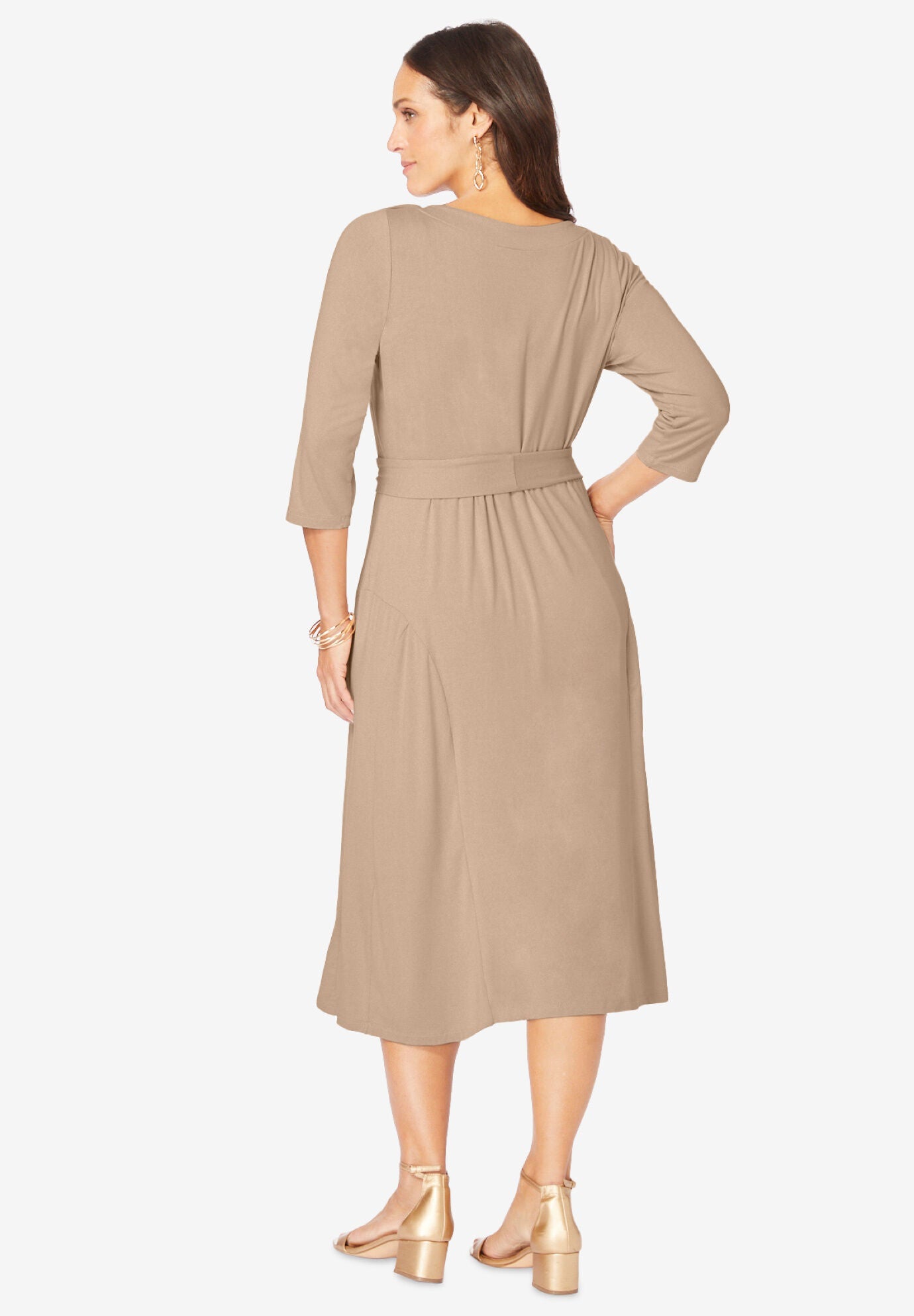 Button Front Midi Dress With Belt 0102620802