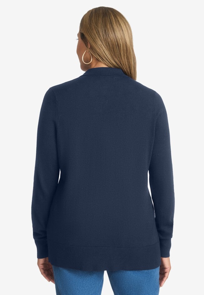 Cotton Cashmere Collared Cardigan, , on-hover image number null