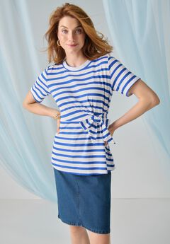 Tie-Front Short Sleeve Knit Tee
