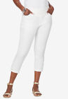 Comfort Waist Lace-Up Capri, WHITE, hi-res image number null
