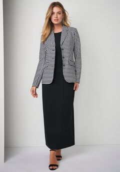 2-Piece Stretch Crepe Single-Breasted Maxi Jacket Dress