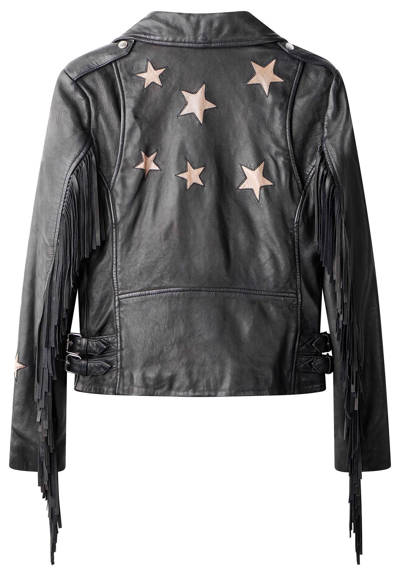 Fringe Moto Leather Jacket, METALLIC STARS, alternate image number 4