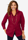 Stretch Cotton Poplin Shirt, RICH BURGUNDY, hi-res image number null