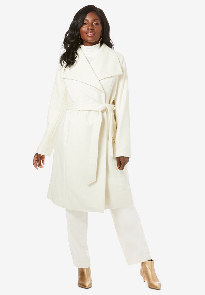 Belted Wool-Blend Coat, IVORY, hi-res image number 0