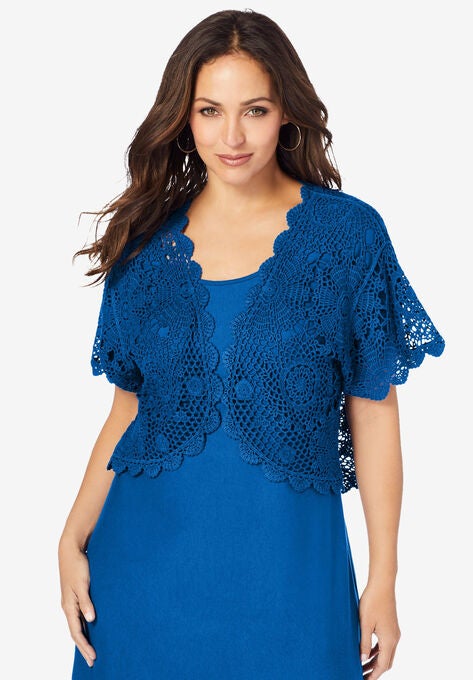 Crochet Shrug, VIVID BLUE, hi-res image number null