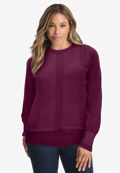 Cashmere Pointelle Cable Crew