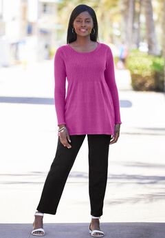 Ribbed Baby Doll Tunic Sweater