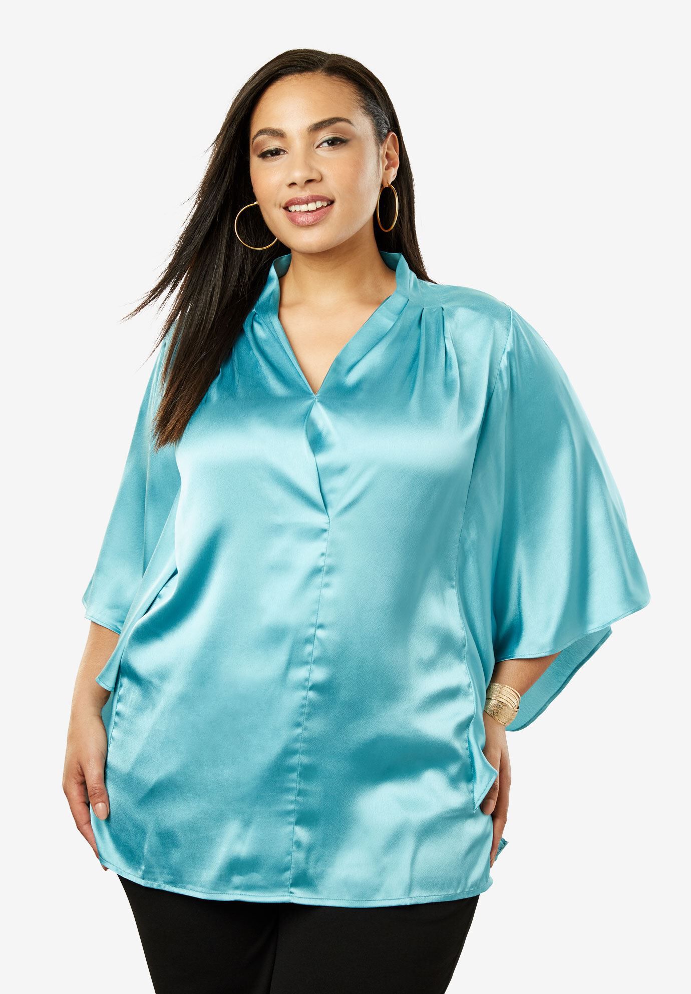 big women in satin blouses