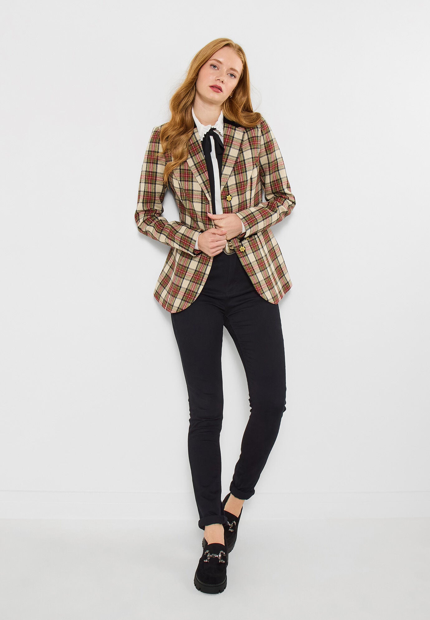 Holiday Plaid Blazer, RED CHECK PLAID, on-hover image number 1