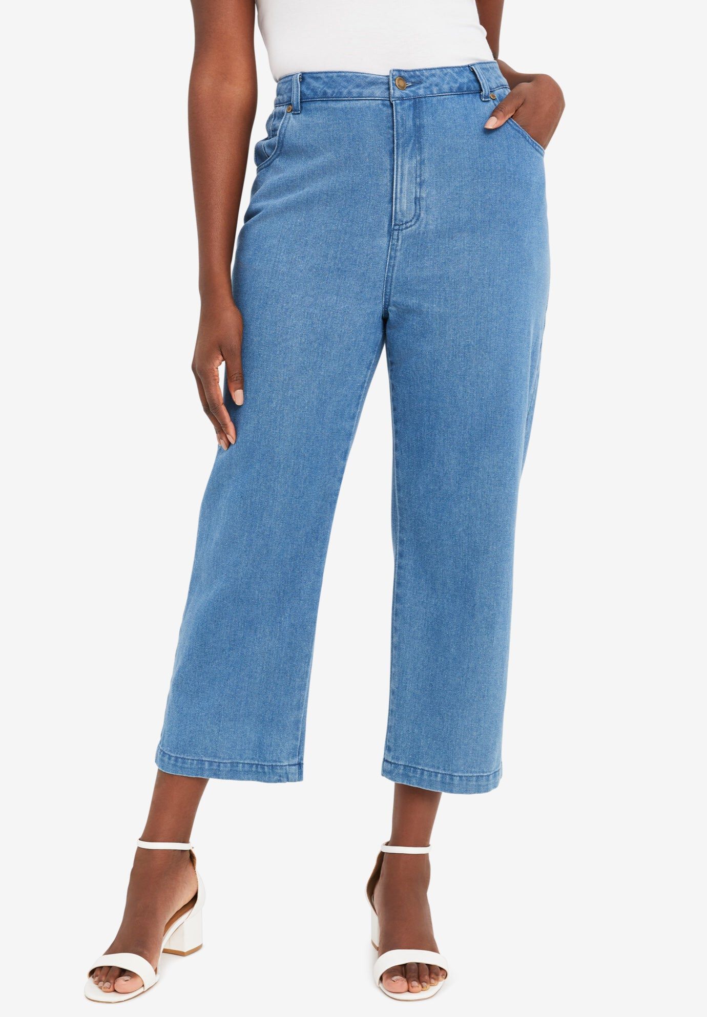 Roaman's Women's Plus Size Tall Classic Stretch Capri Jean