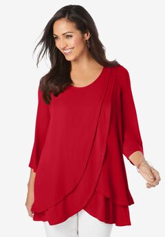 Plus Size Red Party Tops