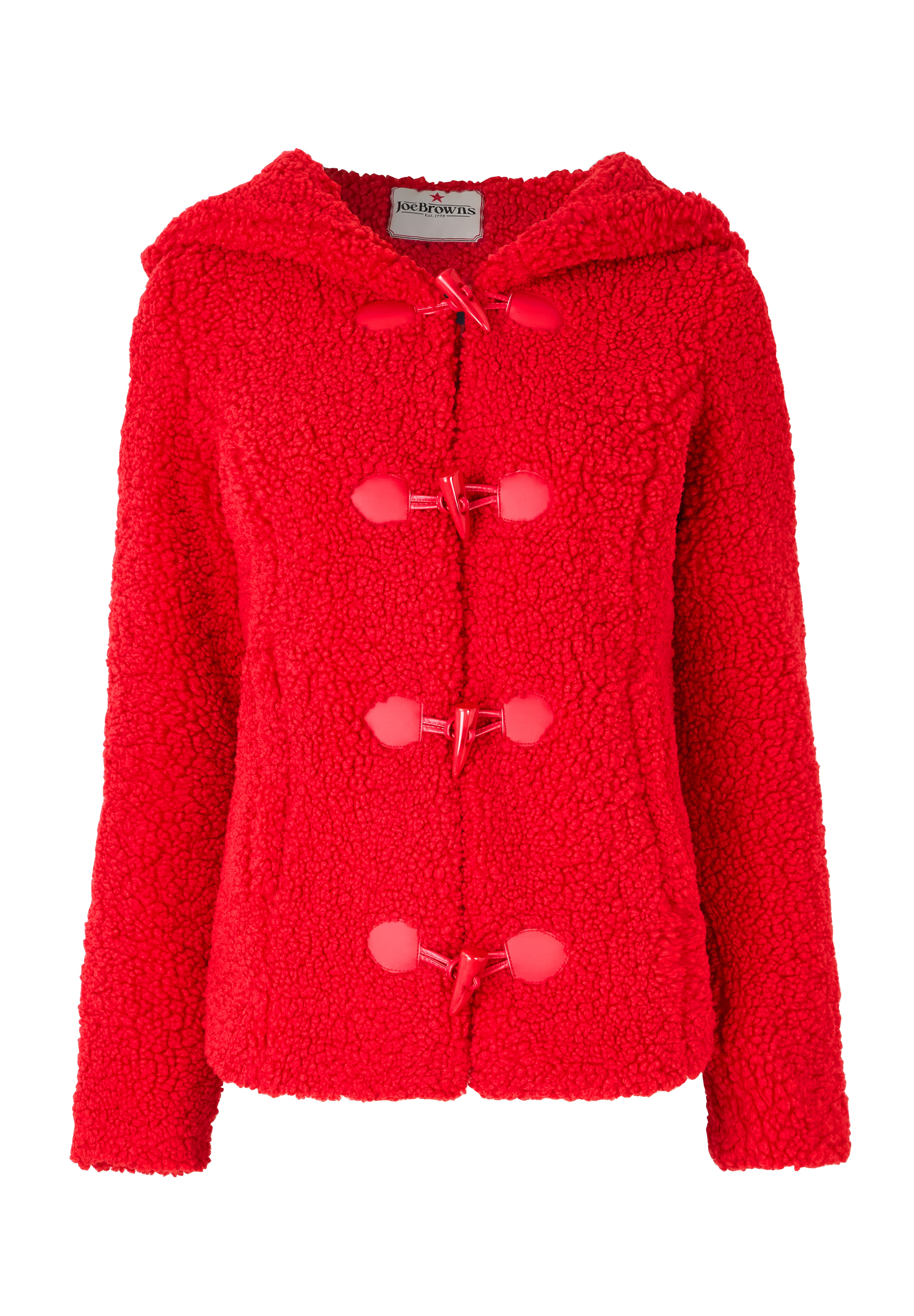 Hooded Sherpa Toggle Jacket, BRIGHT RED, alternate image number 3